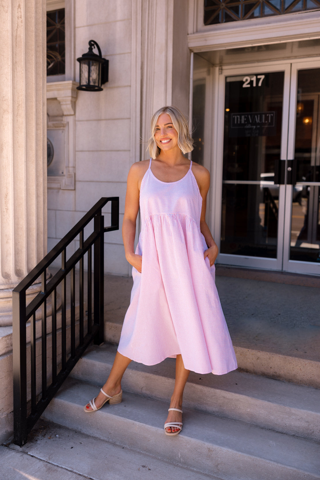 Abby Striped Babydoll Midi Dress