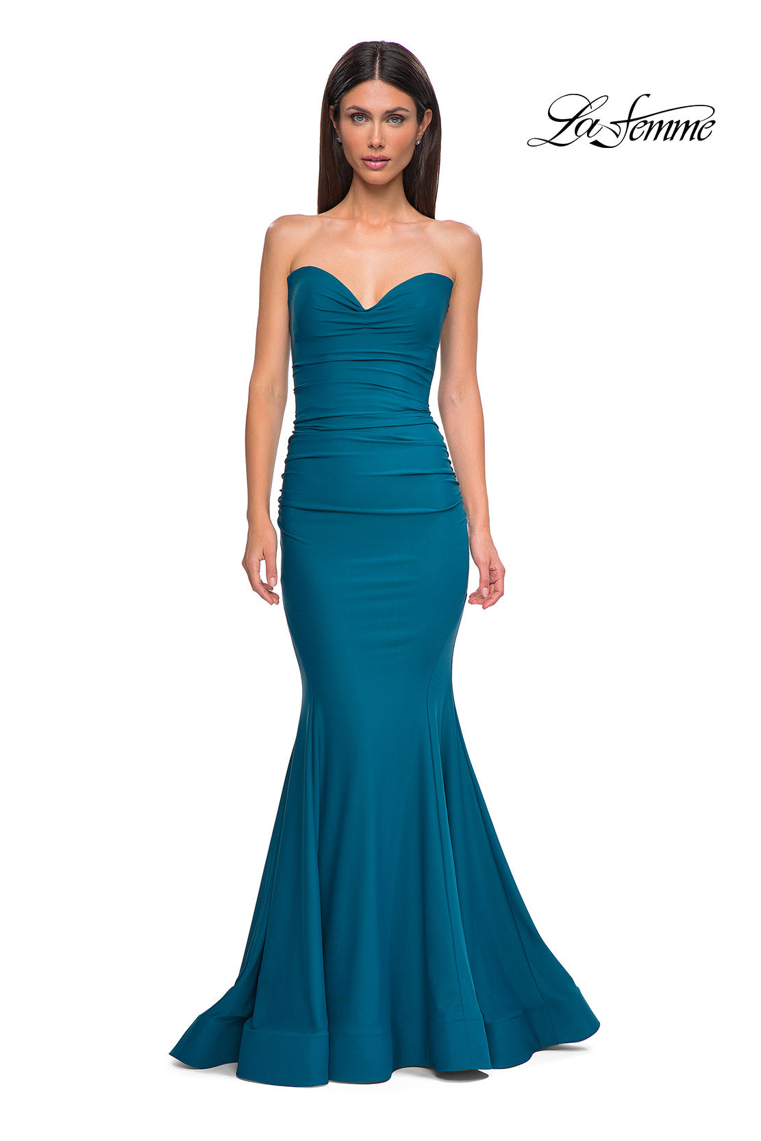 green emerald velvet dress La Femme Dress 32872
