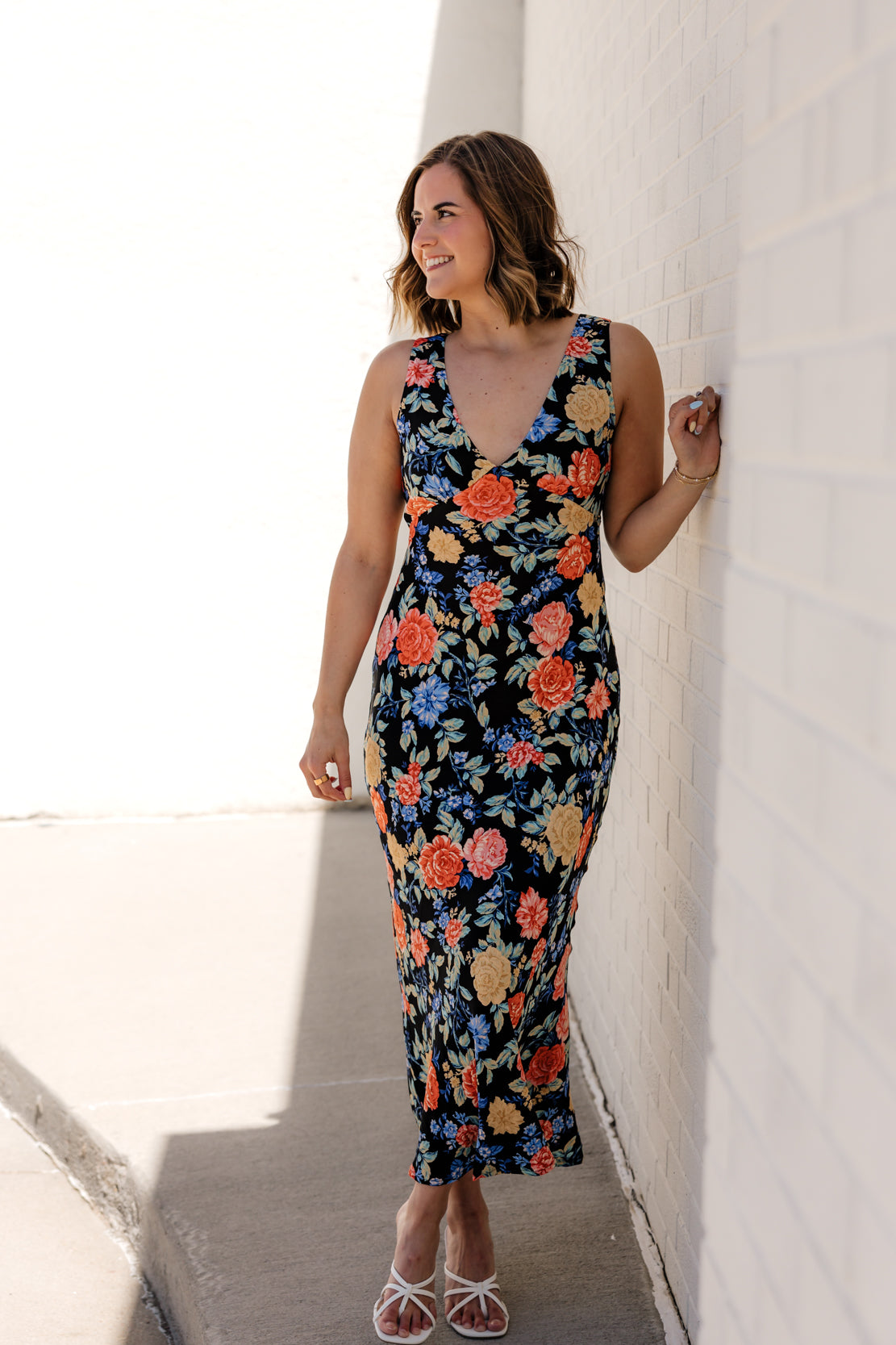 blue and green striped maxi dress Carolina Ruffles Top main image 1