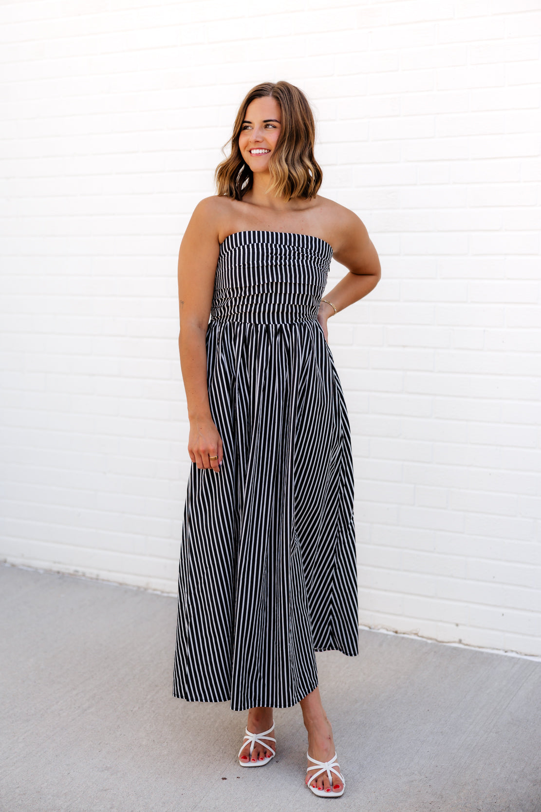 strapless striped maxi dress Bias perfect for twirling under the sun or stars Parker Striped Strapless Maxi Dress