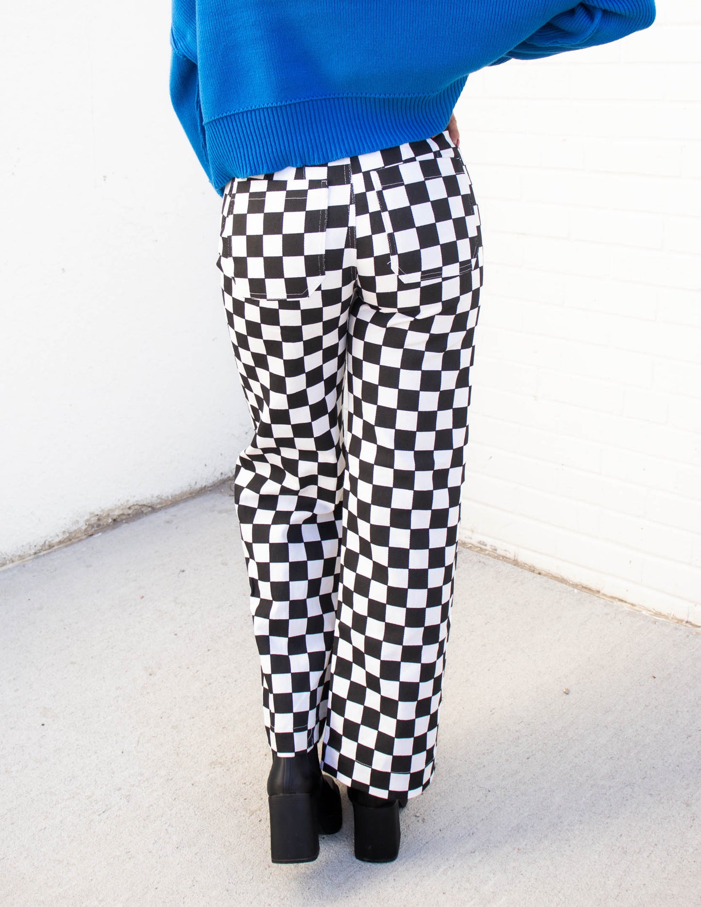 Demi Checkered High Waisted Pants | Black