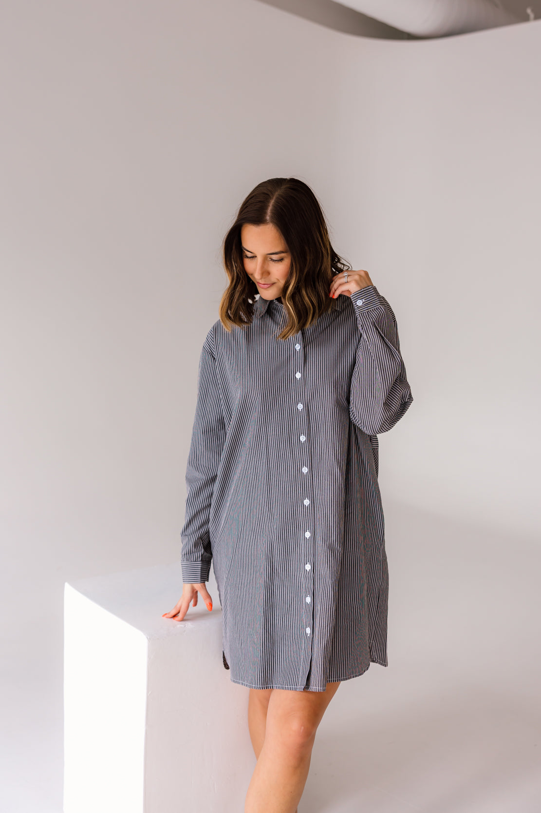 Long Sleeve Striped Shirt Dress Outfit Jackie Oversized Striped