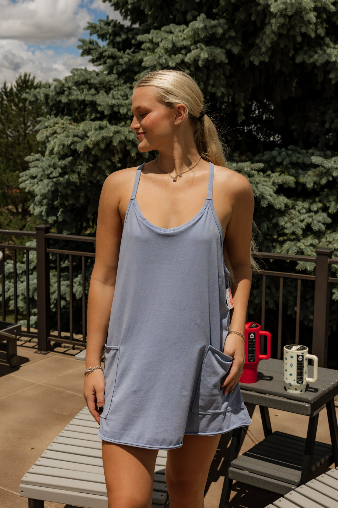 Free People Movement Hot Shot Mini Dress Ash Blue / XS