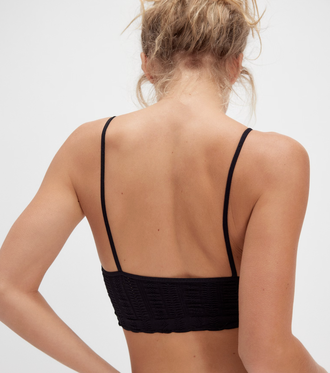 black and brown striped dress Slinky Jersey Hardware Detail Halterneck Bralette in Black - 12 main image 0