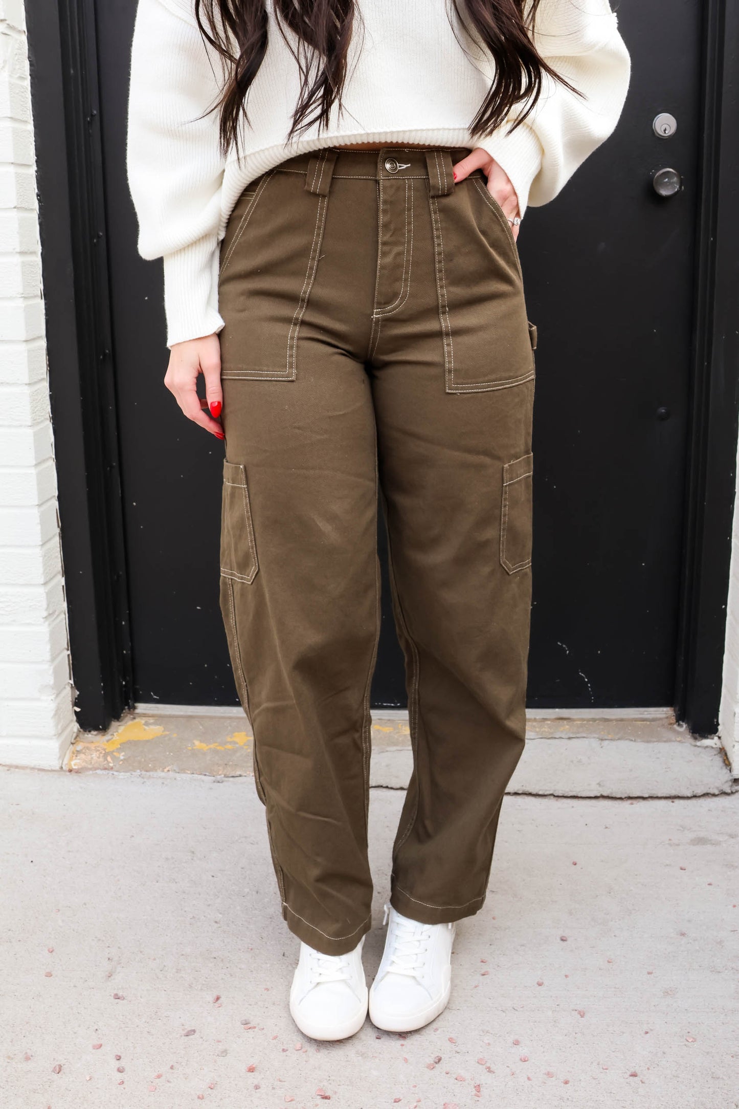 Indy Cotton Twill Cargo Pants | Olive