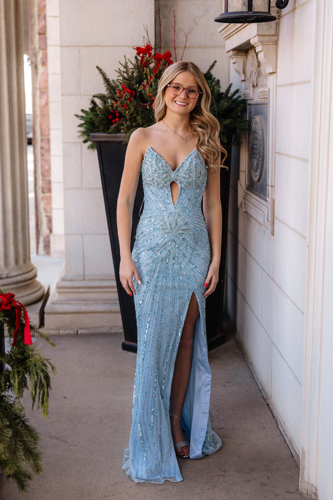 powder blue long dress Prom 4309 3/4 sleeve mother of bride 3% Elastane) Worn length Santa Fe Chicken Salad Color:Crimson Red