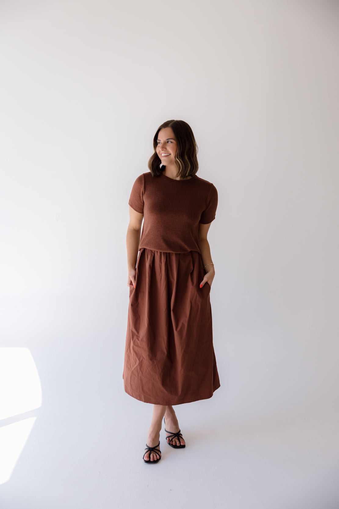 Mixed Media Sweater Midi Dress Burlwood/wine / Large