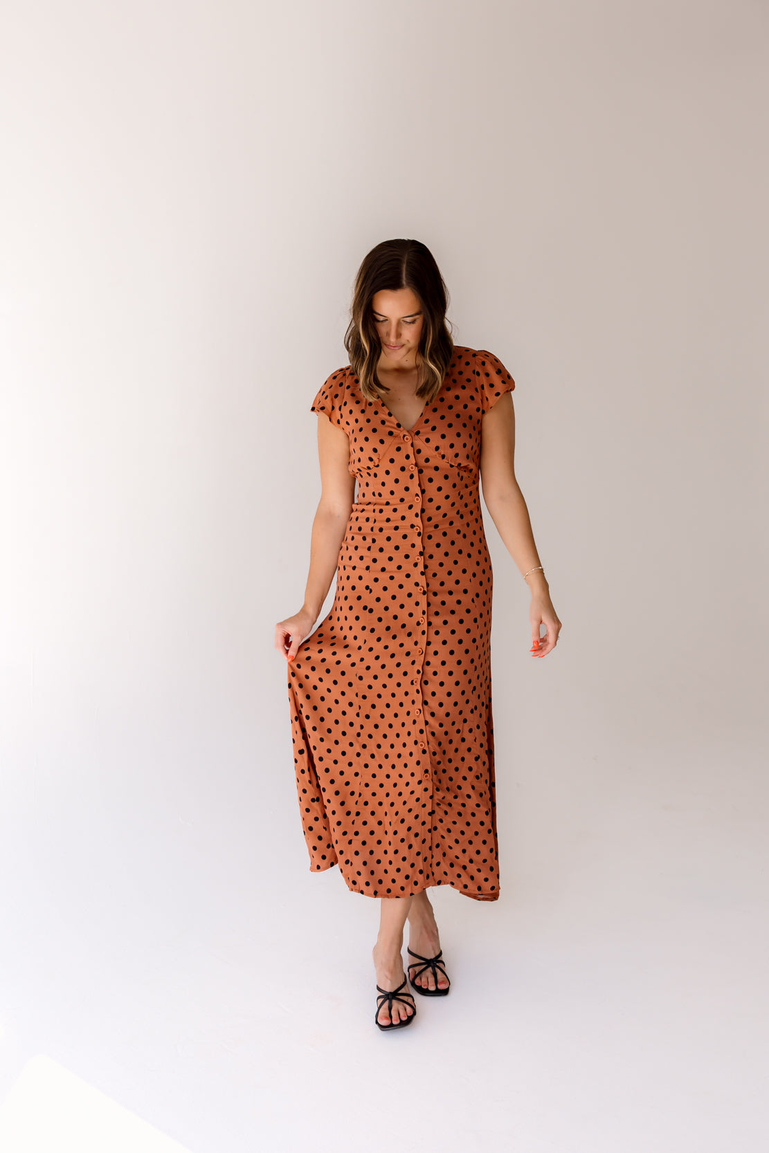 Catherine Polka Dot Midi Dress | Sienna L / Orange