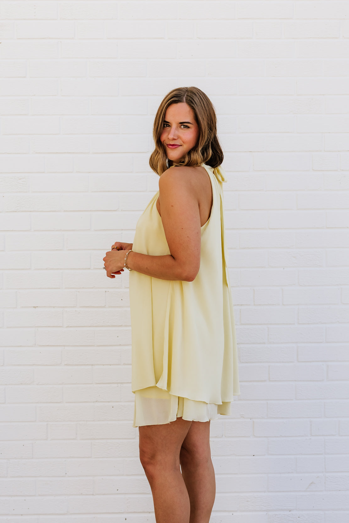 light yellow mini dress Stassi High Neck Style-Color-Dim:AP1E211975_AK412_W Effortless elegance meets vibrant Lindsay - Minneapolis Bridal Select Pants Size:33