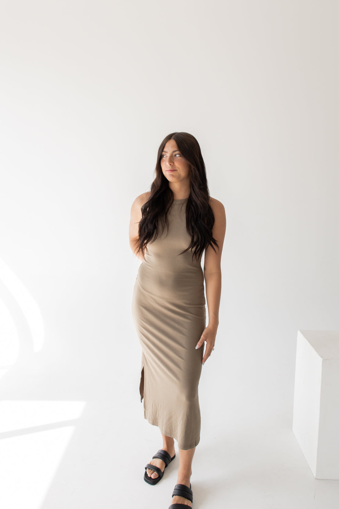 Heather Rib Knit Tank Maxi Dress | Mocha