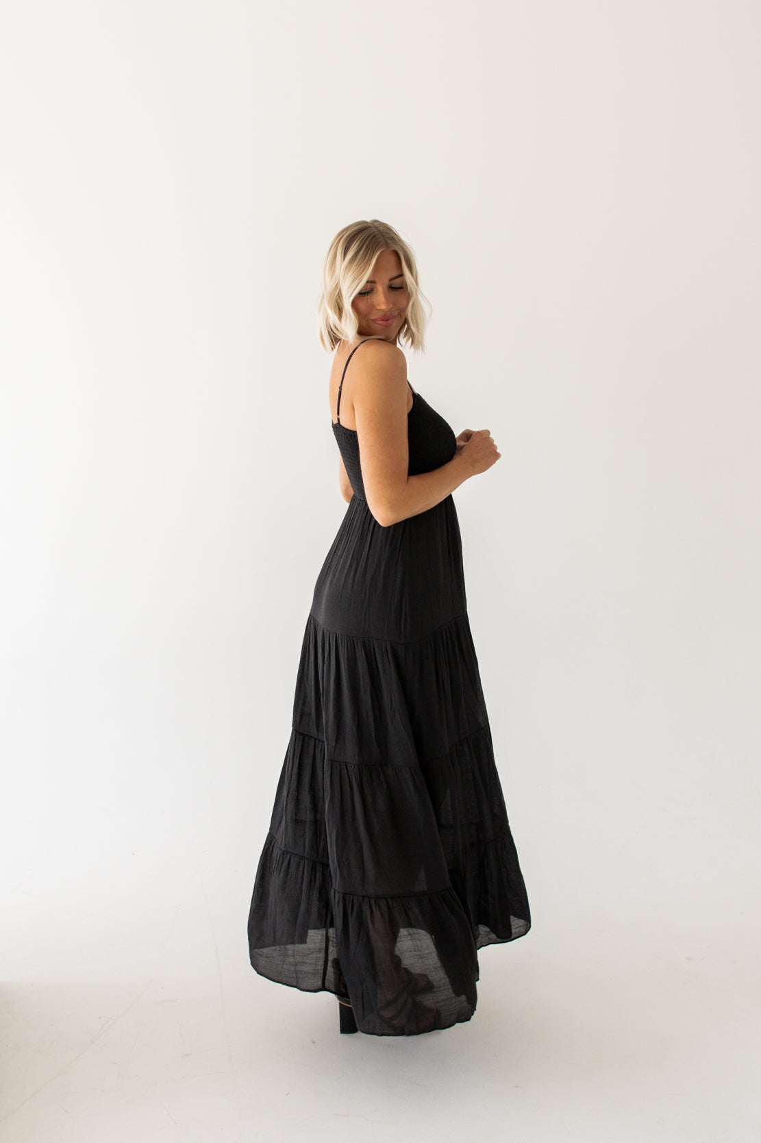 Lacey Smocked Maxi Dress | Black