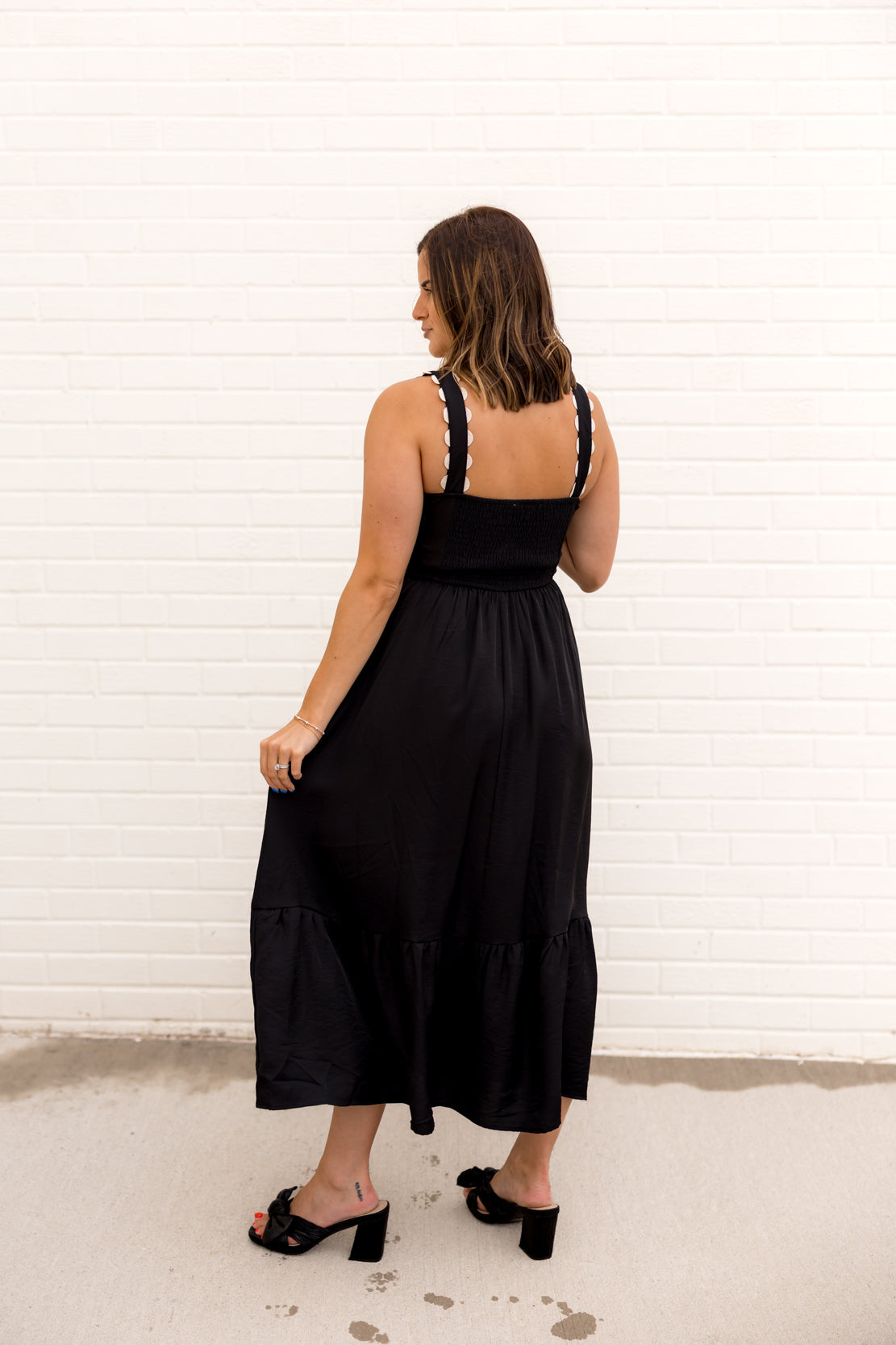 knee length dresses for ladies Women's Emily A-Line Off-Shoulder Taffeta Midi Dress S/M/L Black Mean Blvd S / Black main image 1