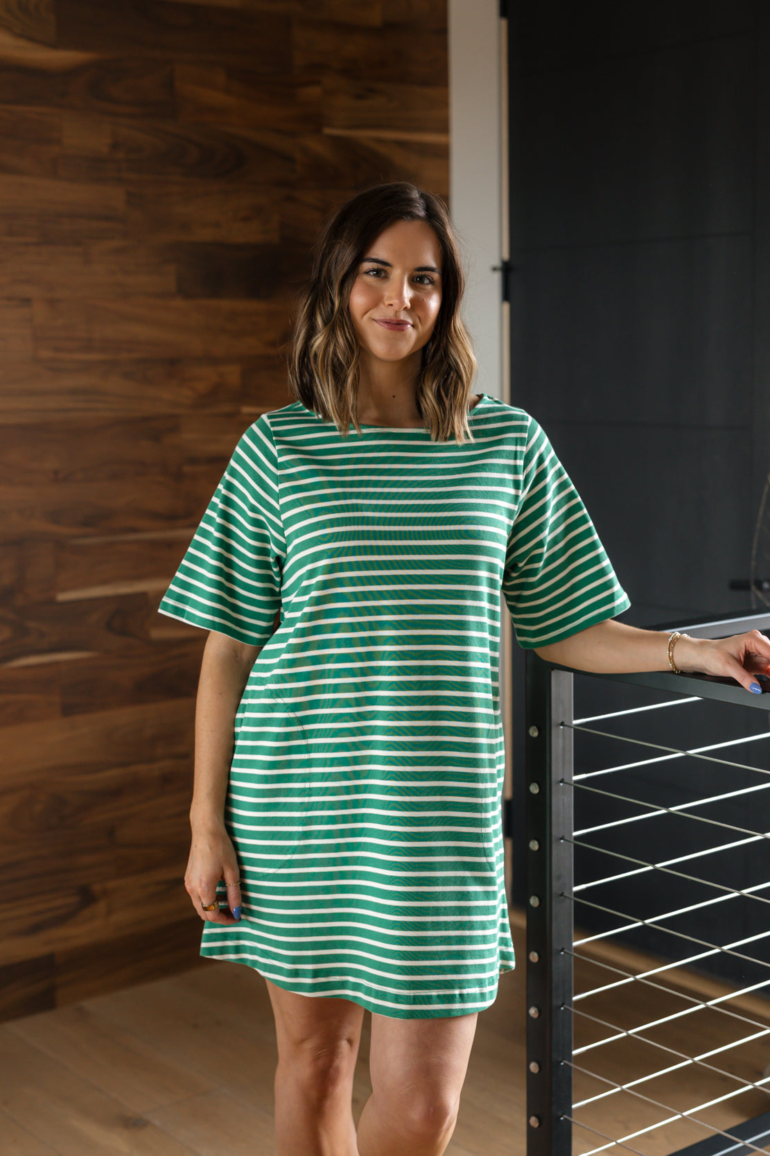 knee length dresses for ladies Ellie Striped Mini Dress