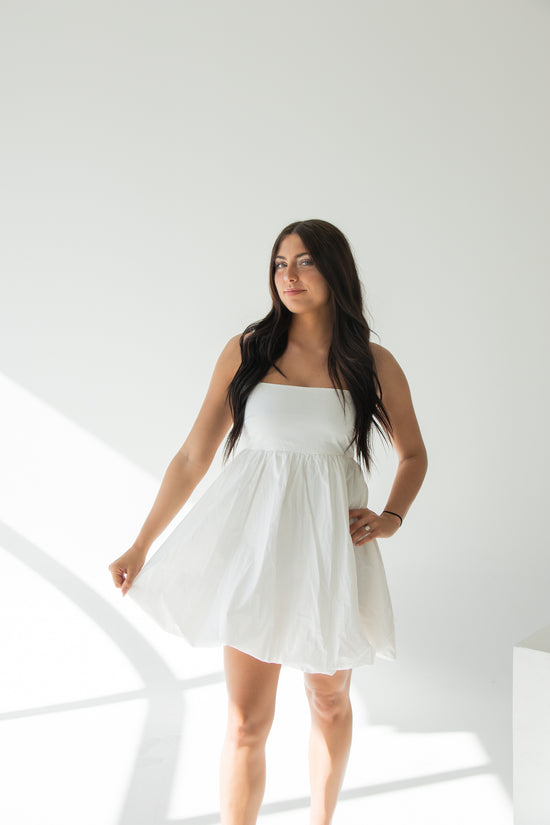 Sabrina Babydoll Bubble Mini Dress | White