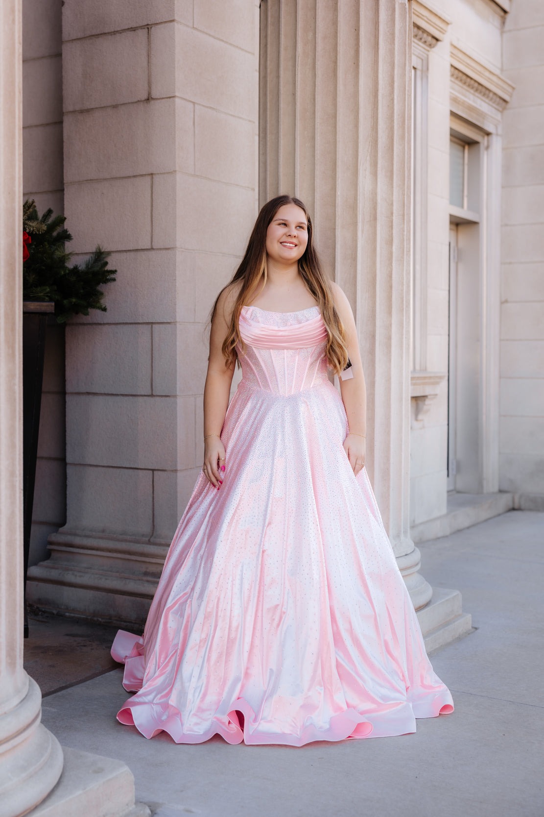 dress pink Prom 57520 Size:6 month Dandelion Wisp White Mini The pink hue and waist definition