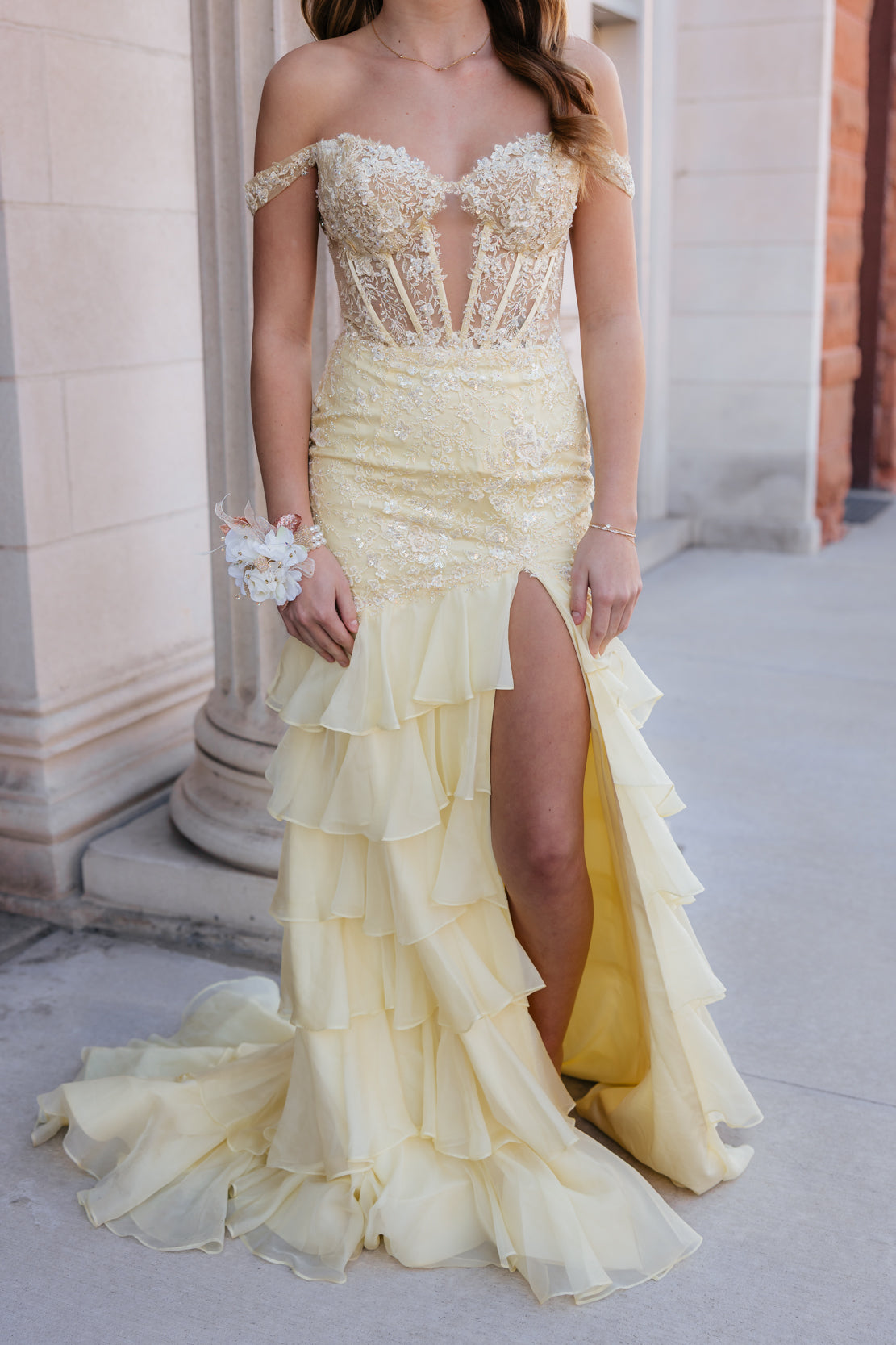 yellow lace dress prom 57165 intricate appliques feb2022 Size(<a href=