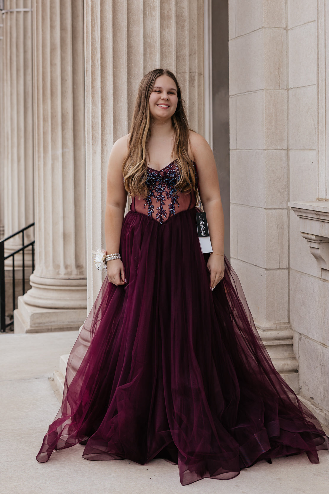 purple burgundy prom dresses Dress 33491 A Line Fabric sparkle tulle wedding dress B. darlin black formal Color:Pale pink
