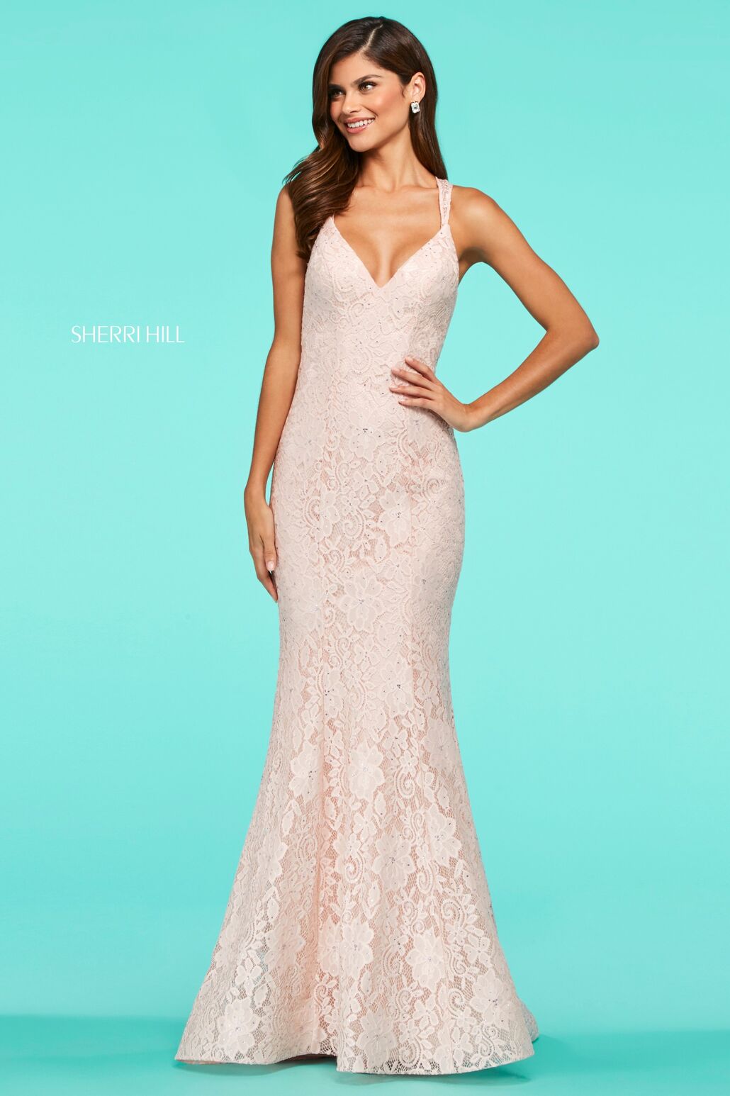 53363 Prom Dress Coral, Ivory, Aqua