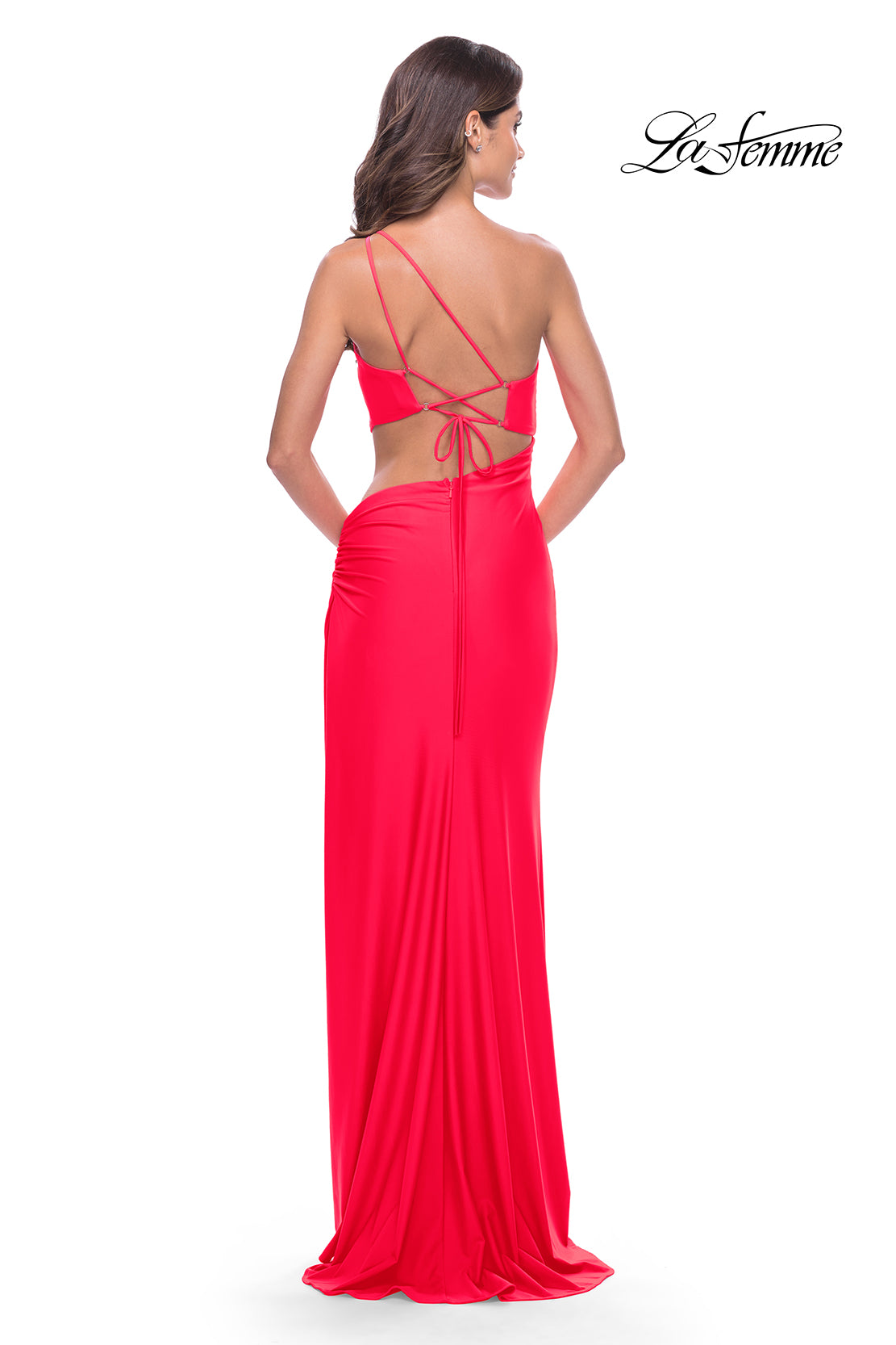 La Femme 31443 Long Prom Dress - PromGirl Hot Coral / 6 La Femme 31443 Long Prom Dress - PromGirl Hot Coral / 6