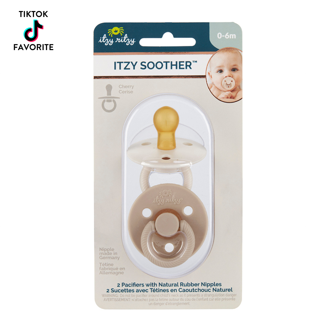 Itzy Soother™ Natural Rubber Paci Sets | Coconut + Toast