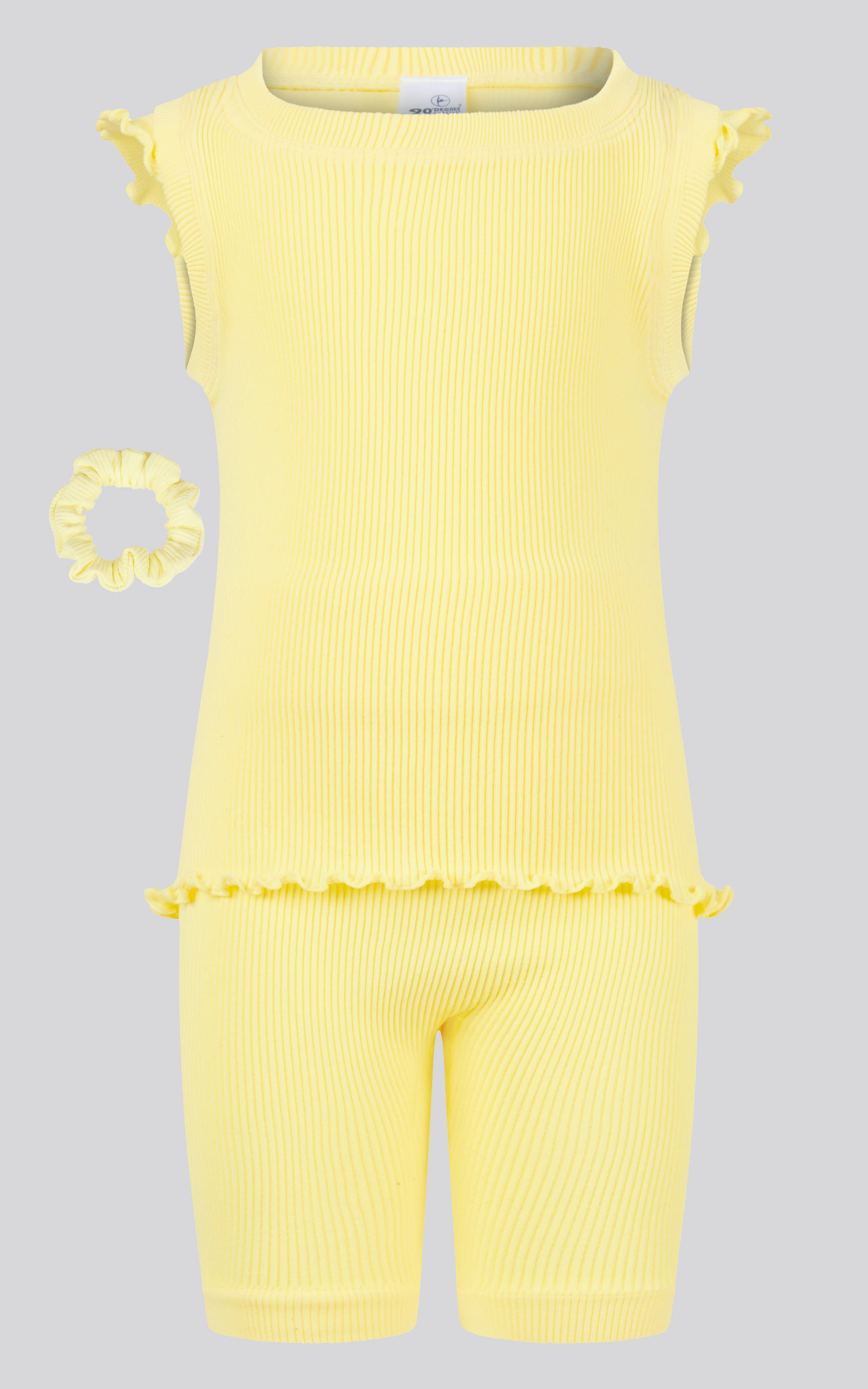 Toddler Girls Rib Seamless Tank and Bike Short Set | Elfin Yellow