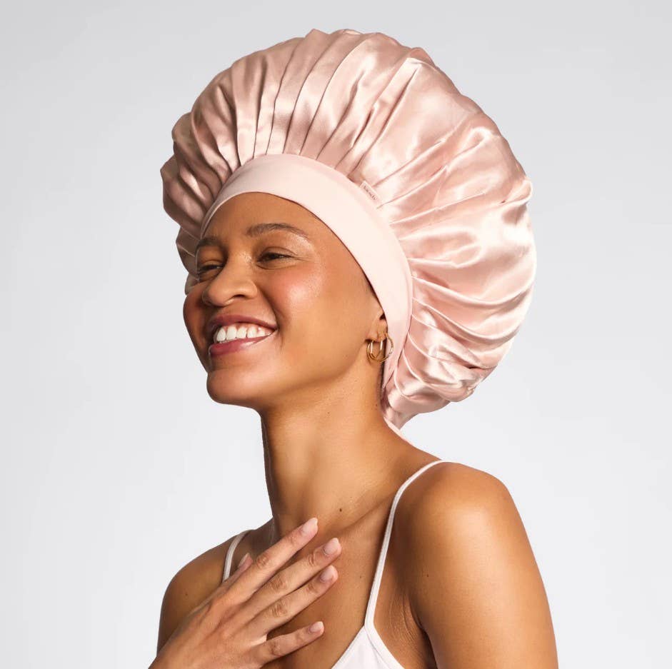 Adjustable Oversized Satin Bonnet | Blush