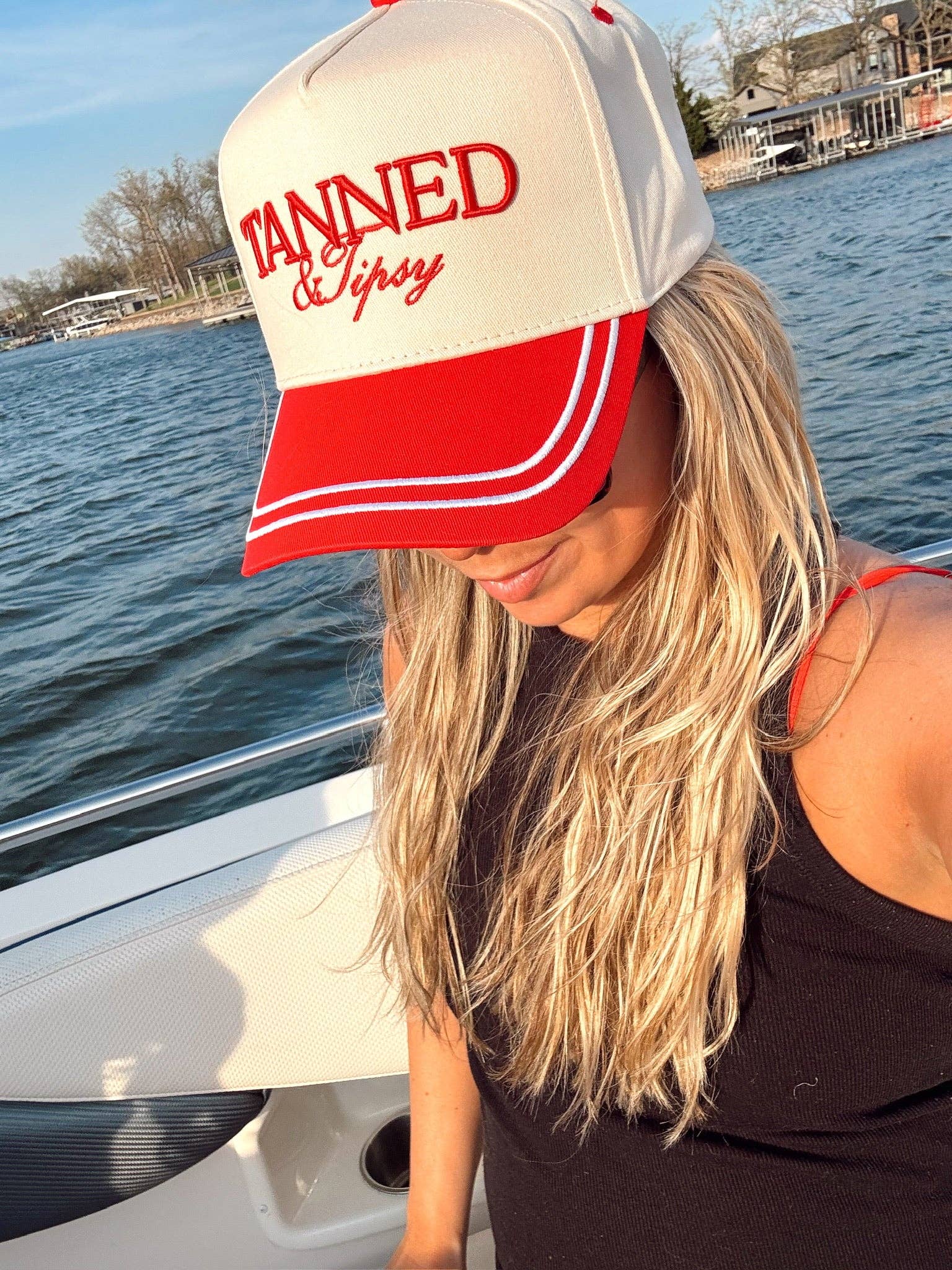 KENZKUSTOMZ Tanned & Tipsy Vintage Trucker Hat | Red