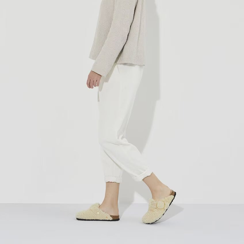 Birkenstock Boston Big Buckle Shearling N | Teddy Eggshell