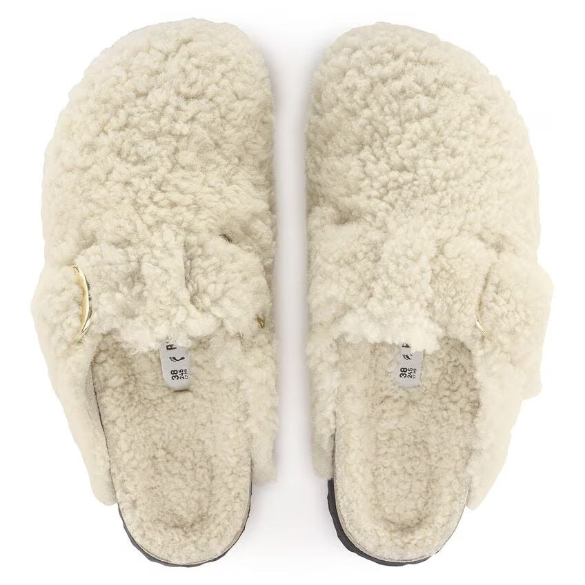 Birkenstock Boston Big Buckle Shearling N | Teddy Eggshell