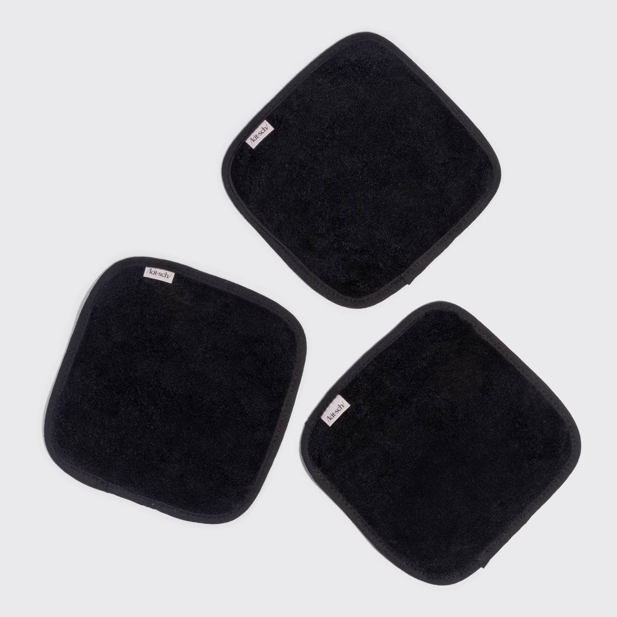Microfiber Face Towels 3pc Set | Black