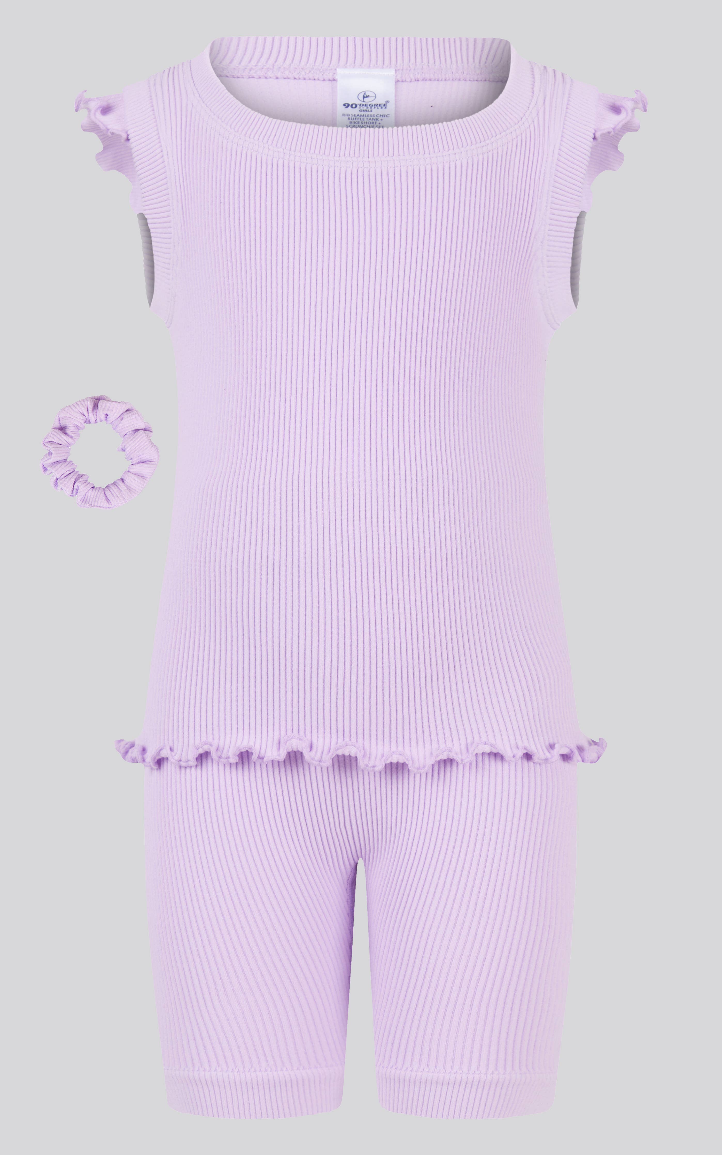 Toddler Girls Rib Seamless Tank and Bike Short Set | Pastel Lilac
