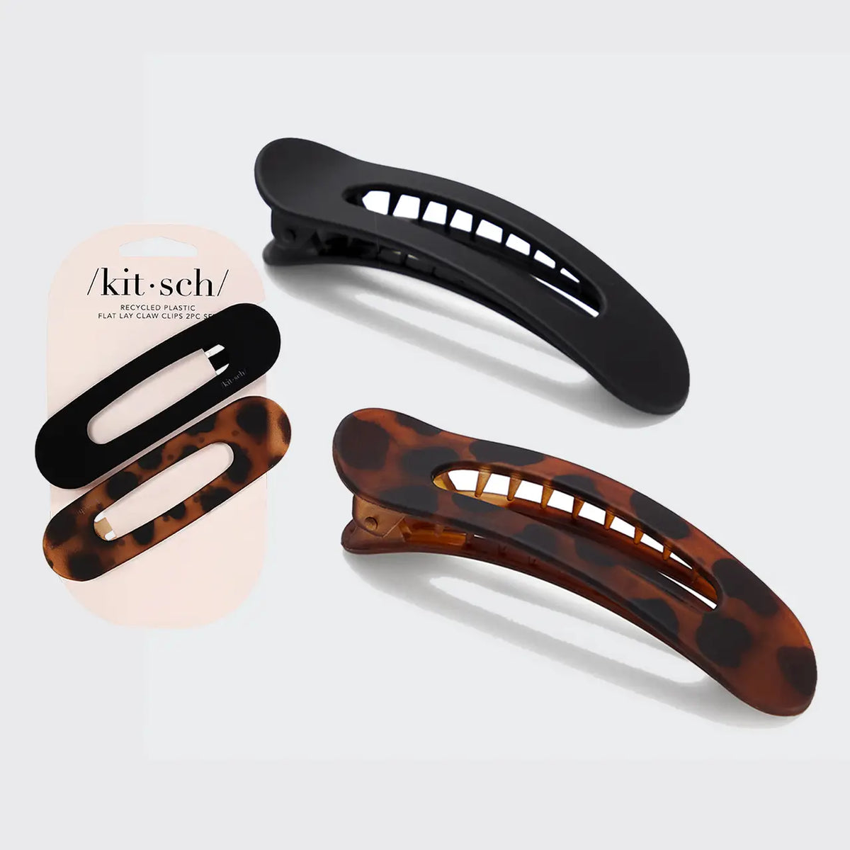 Flat Lay Claw Clip 2pc | Black & Tort