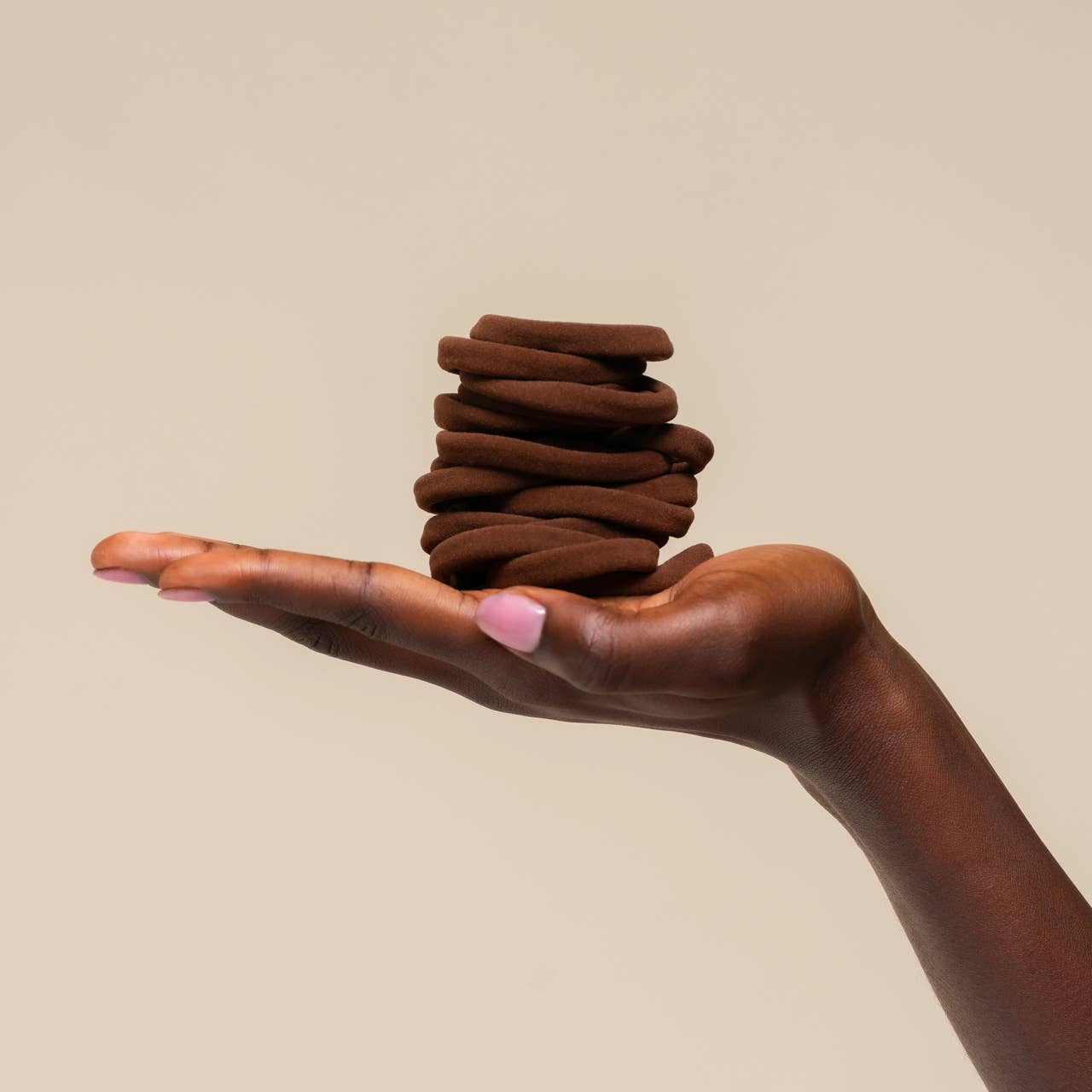 Recycled Fabric Seamless Hair Elastics 20pc Set - Chocolate