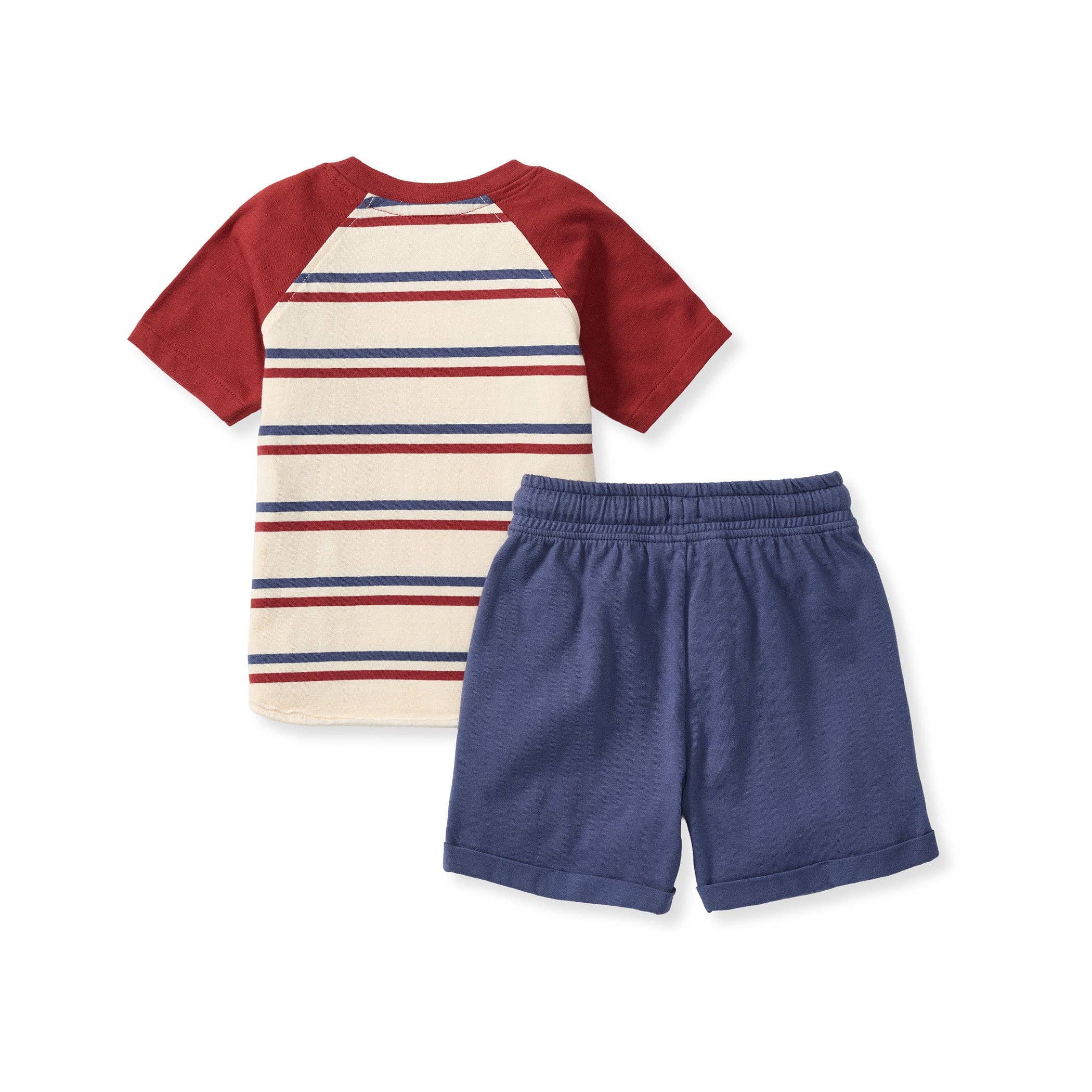 USA Stripe Boy Tee & Shorts Set | Red/Blue