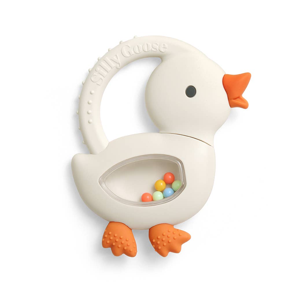 Bitzy Shake Silicone Teether with Rattle | Goose