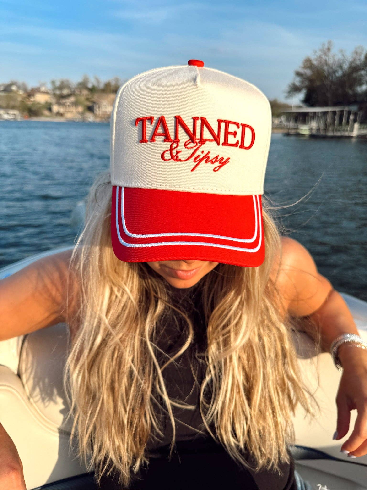 KENZKUSTOMZ Tanned & Tipsy Vintage Trucker Hat | Red