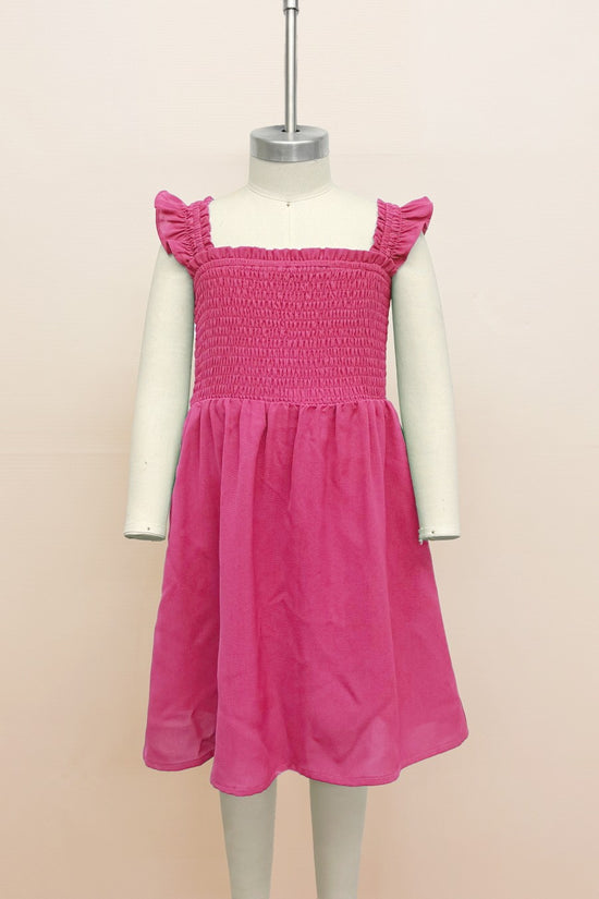 Girls' Woven Midi Dress | Hot Pink