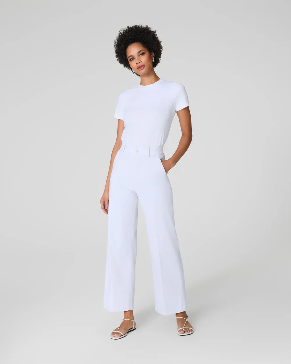 Spanxsupersmooth Stretch Twill Cropped Wide Leg Pant | Classic White