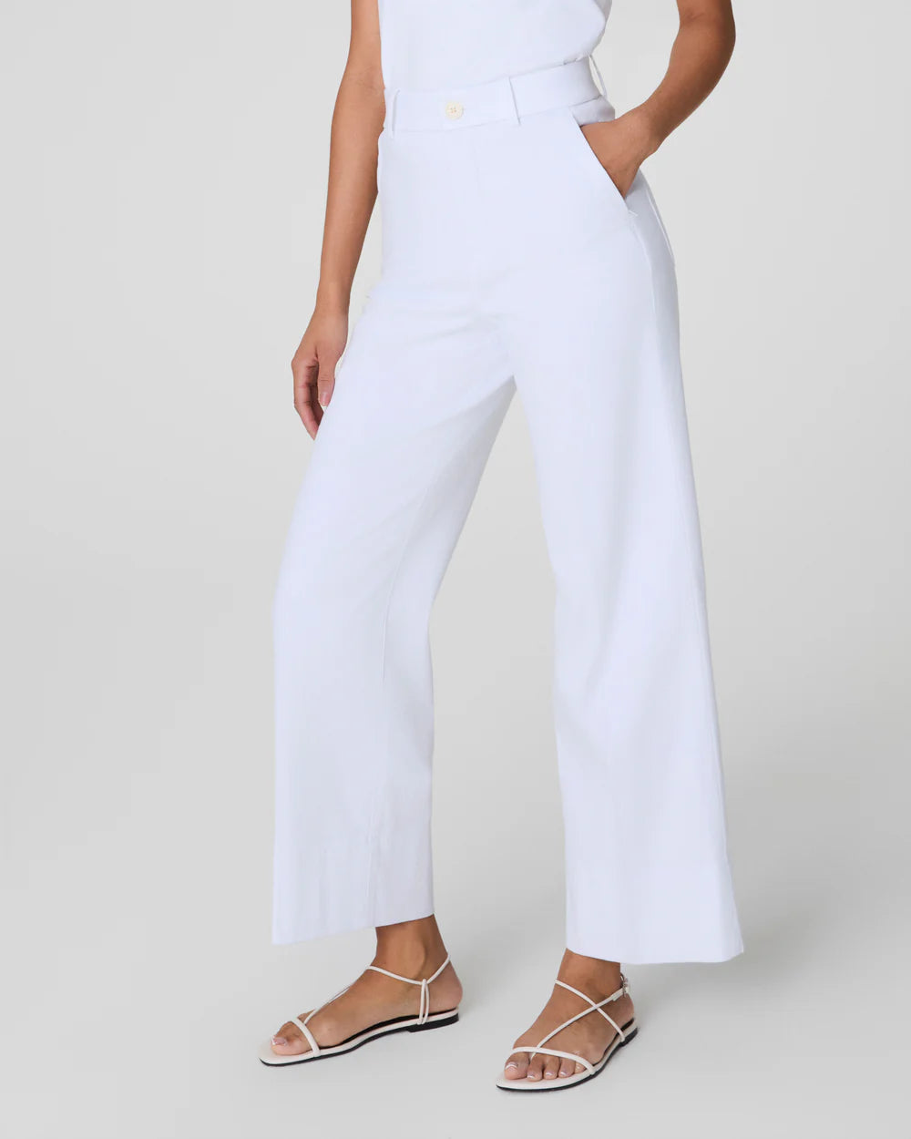 Spanxsupersmooth Stretch Twill Cropped Wide Leg Pant | Classic White
