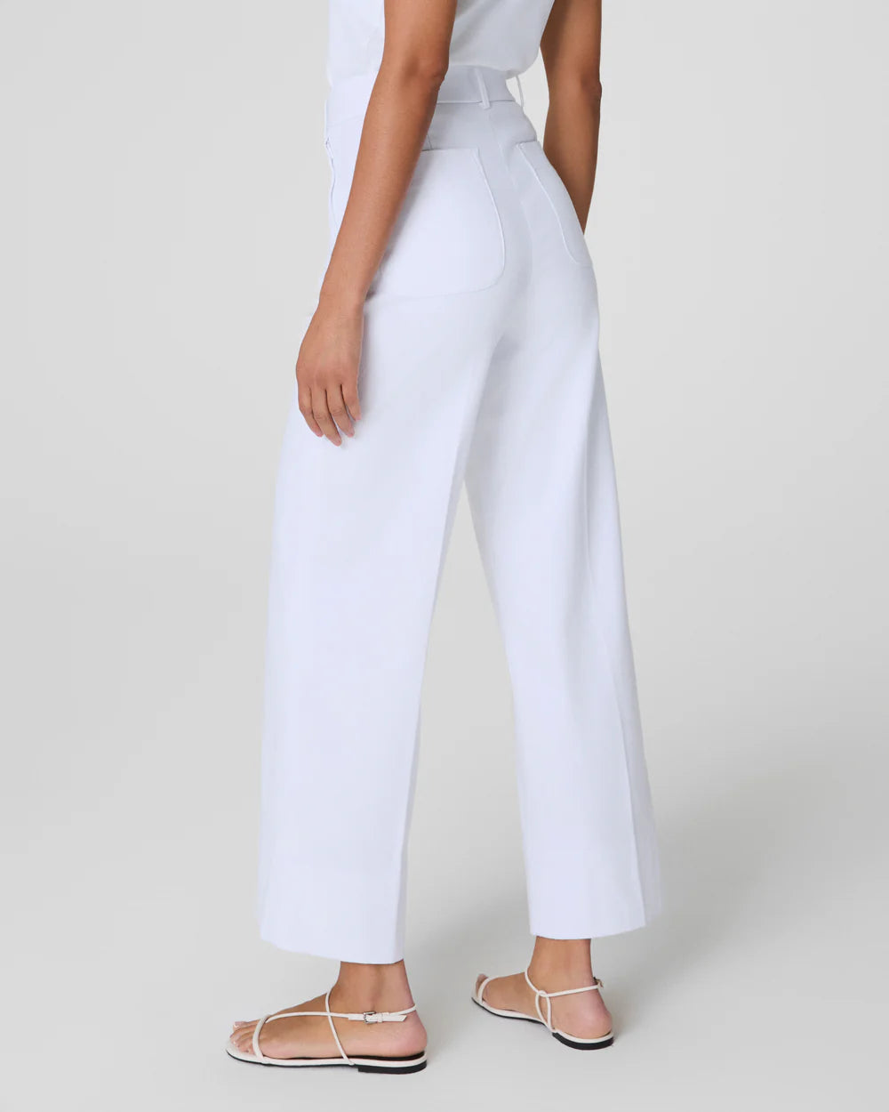 Spanxsupersmooth Stretch Twill Cropped Wide Leg Pant | Classic White
