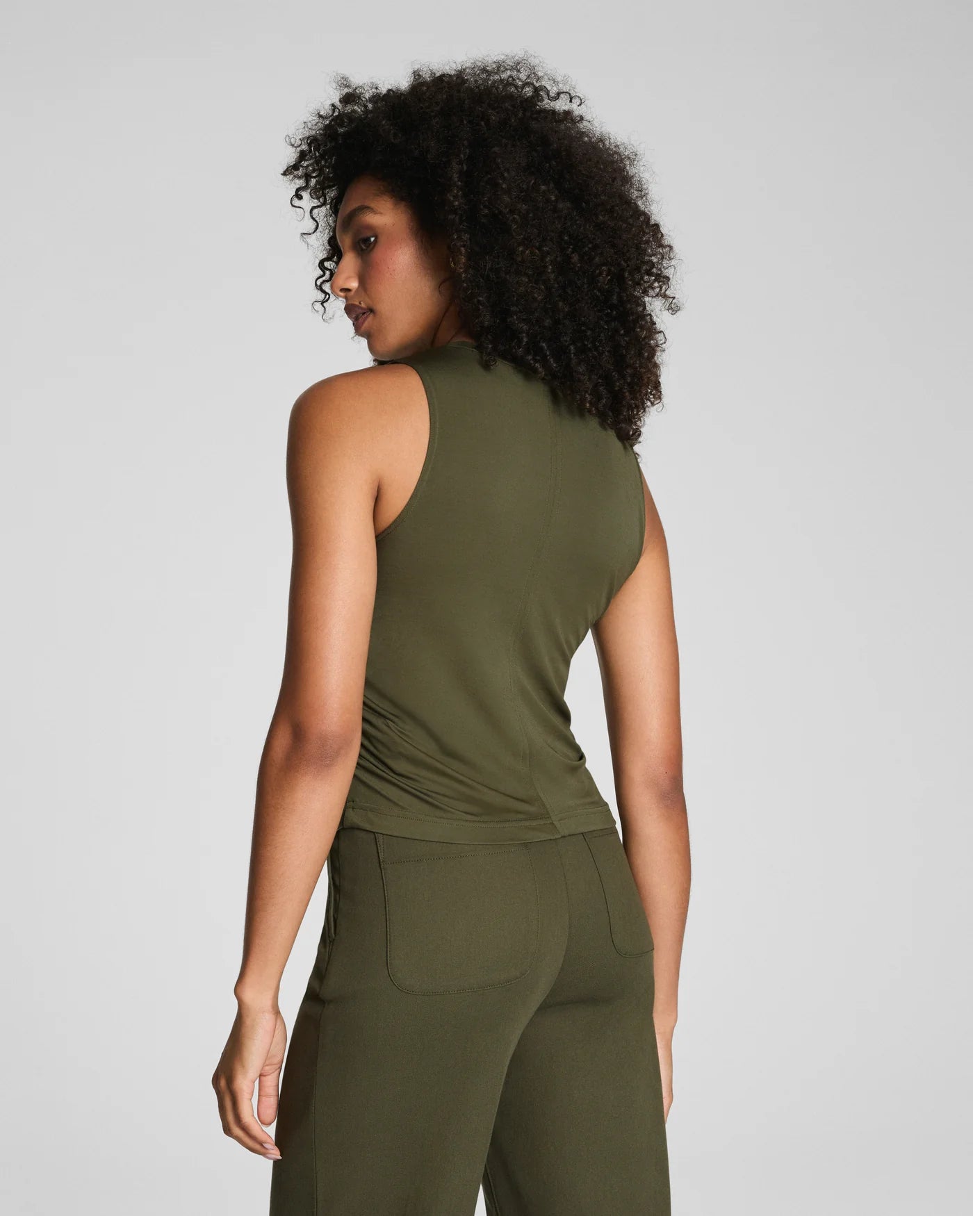 Spanx Sleek Jersey Ruched Tank | Dark Pine