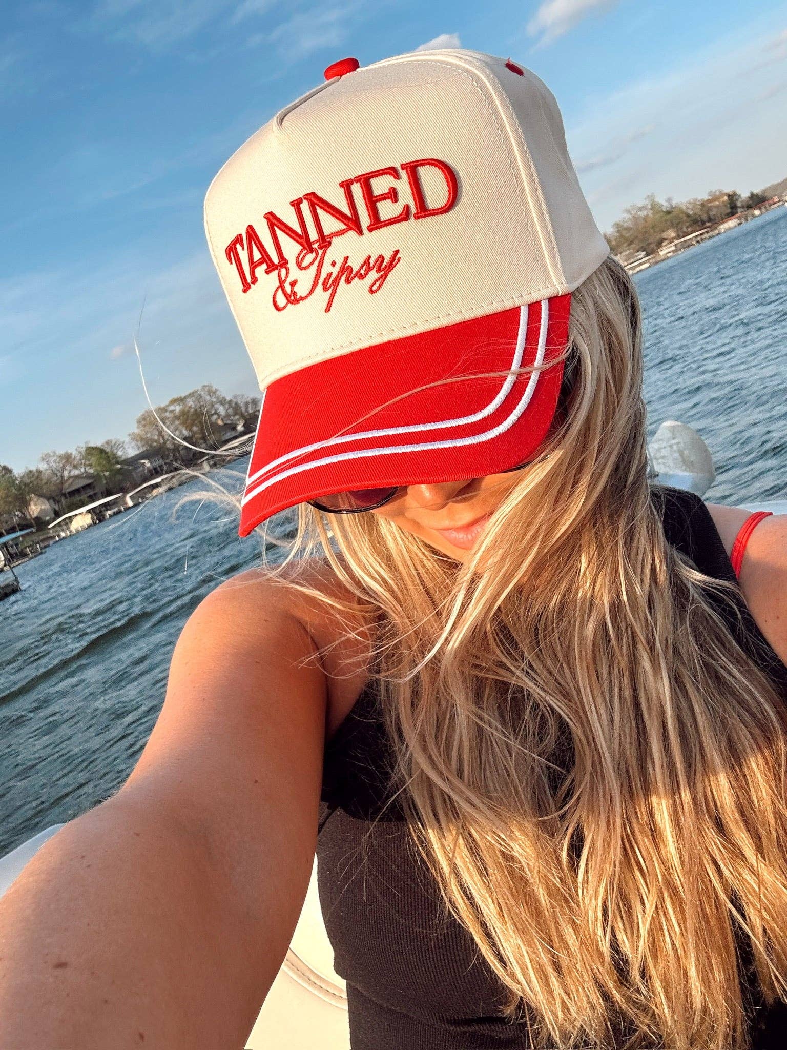 KENZKUSTOMZ Tanned & Tipsy Vintage Trucker Hat | Red
