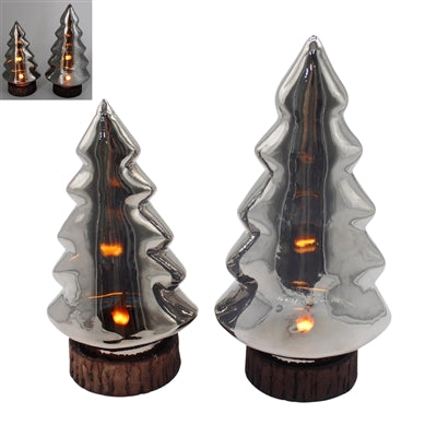 25GXS224-2S Set of 2 Glass Lighted Trees