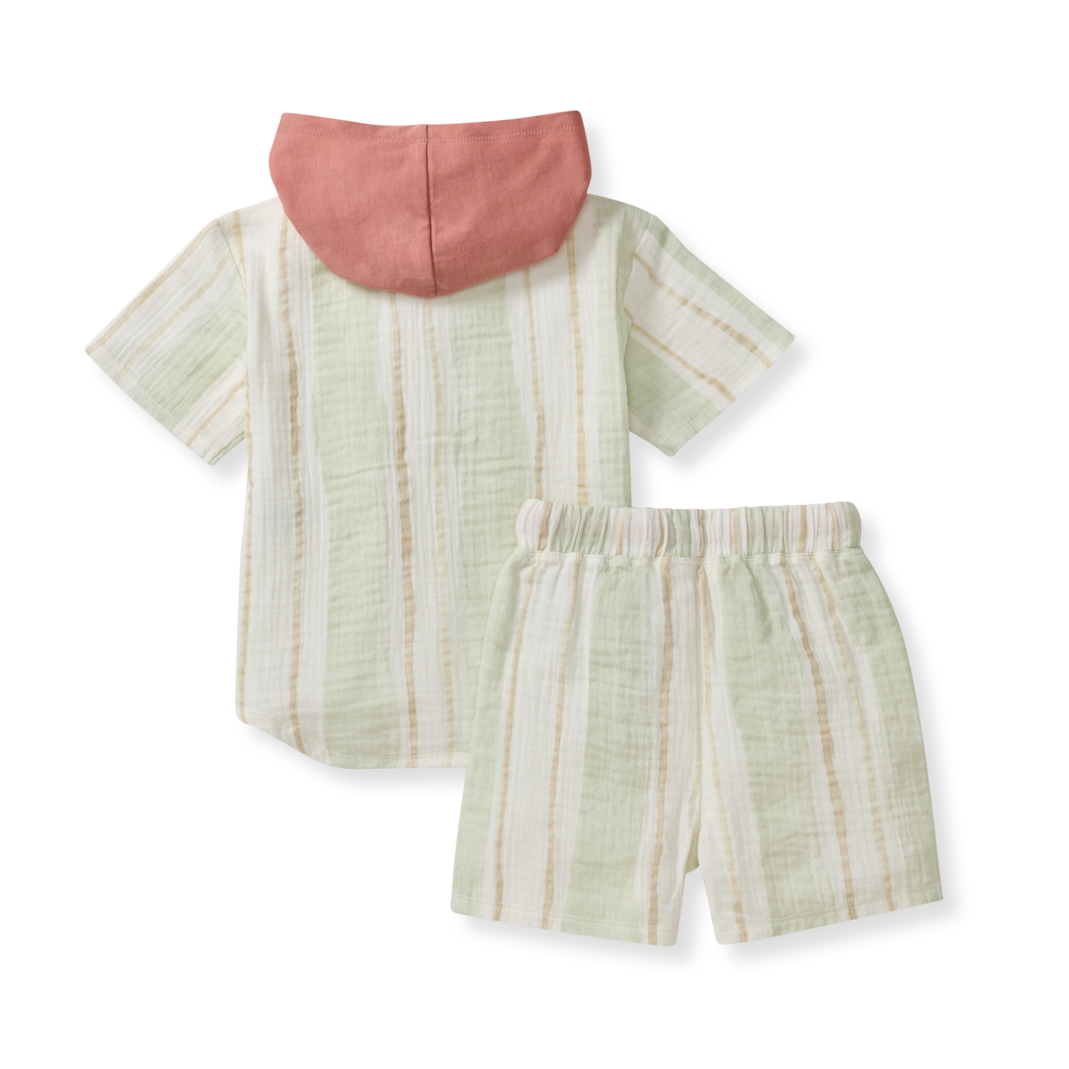 Pacific Stripe Hooded Shirt & Shorts Set | Green