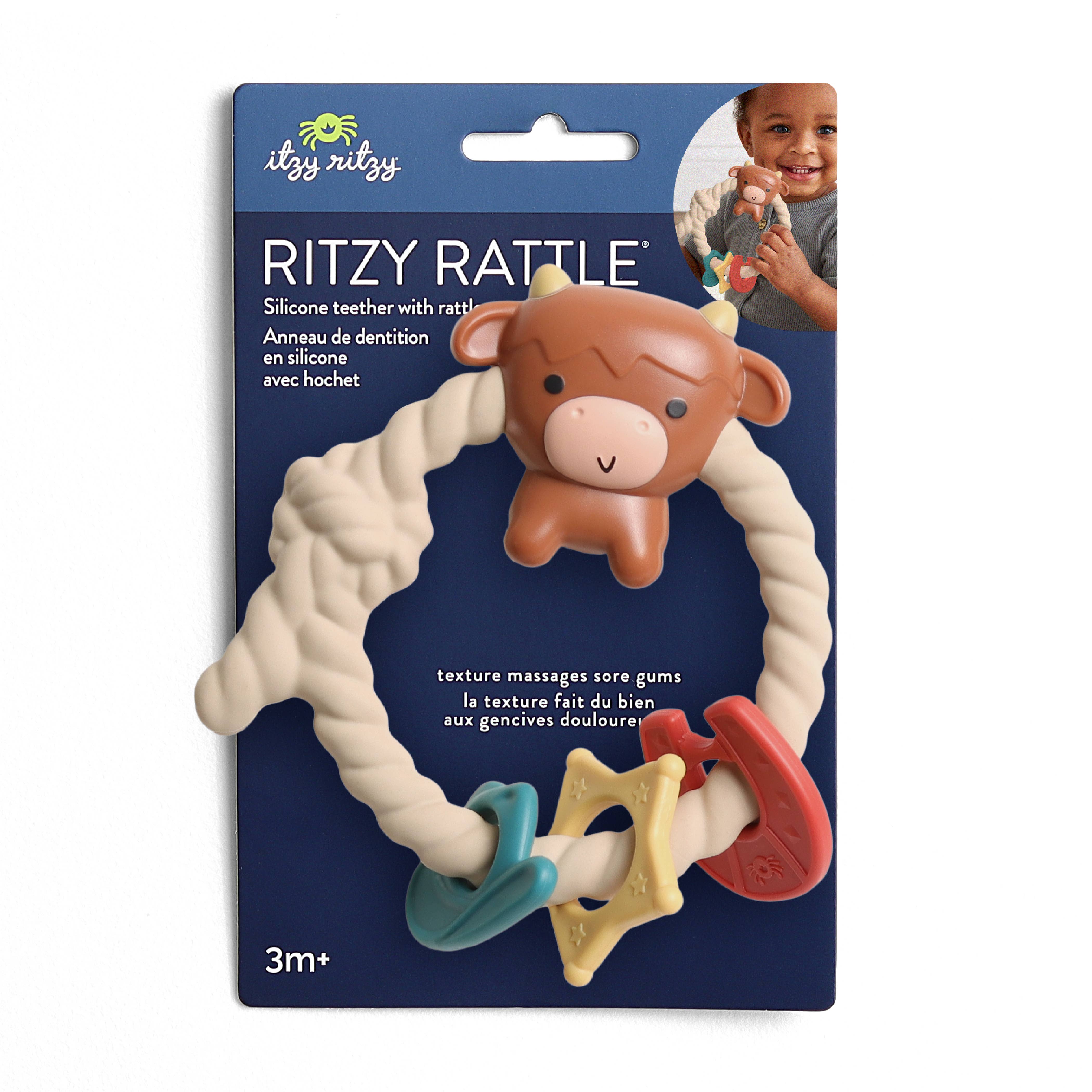 Ritzy Rattle™ Silicone Teether Rattles | Highland Cow