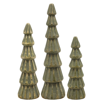 26WXI539-3S Set of 3 Green Tiered Trees