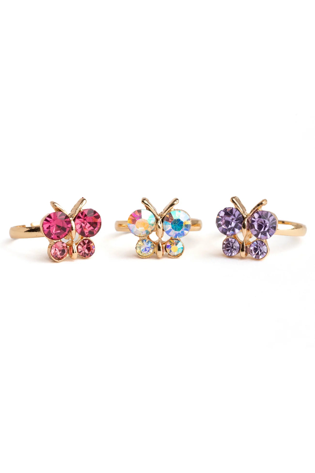 Boutique Butterfly Gem Rings 3pc.