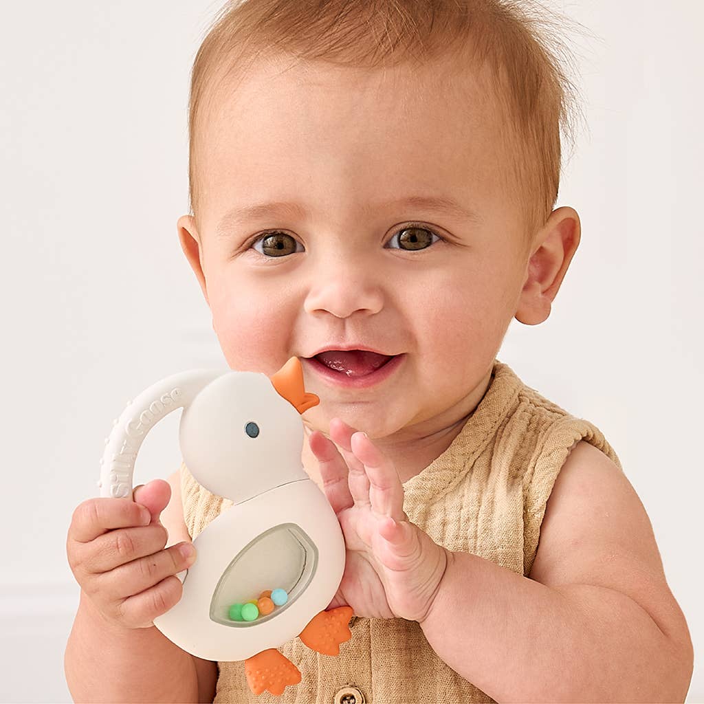 Bitzy Shake Silicone Teether with Rattle | Goose