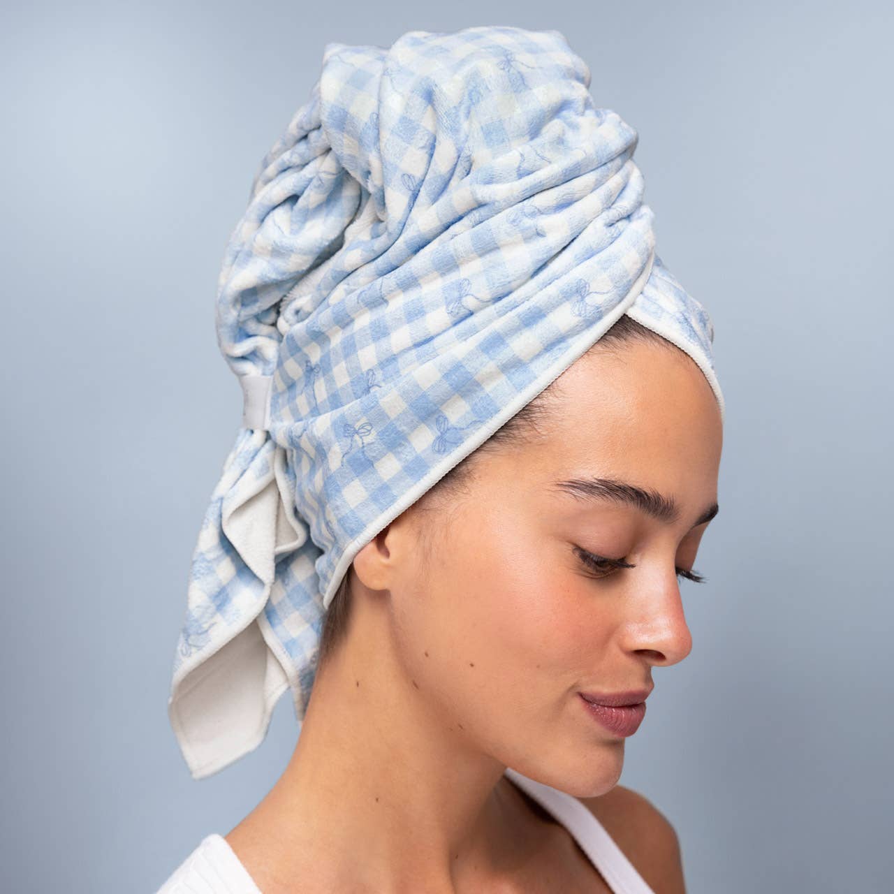 Kitsch XL Hair Towel Wrap | Gingham Blue