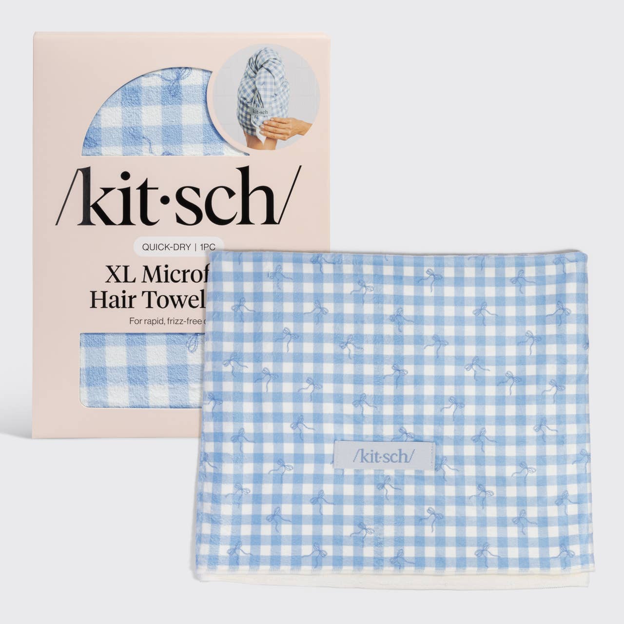 Kitsch XL Hair Towel Wrap | Gingham Blue